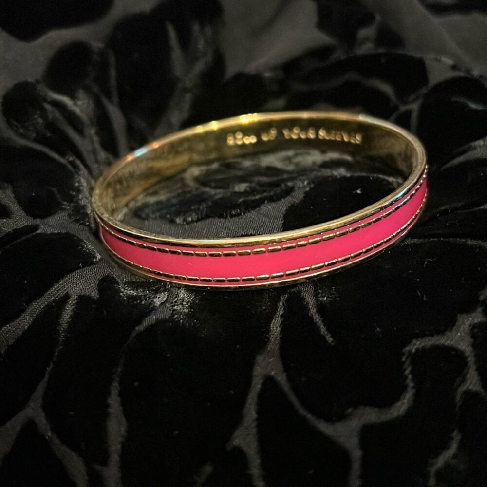 Kate Spade Pink and Gold Striped Bangle